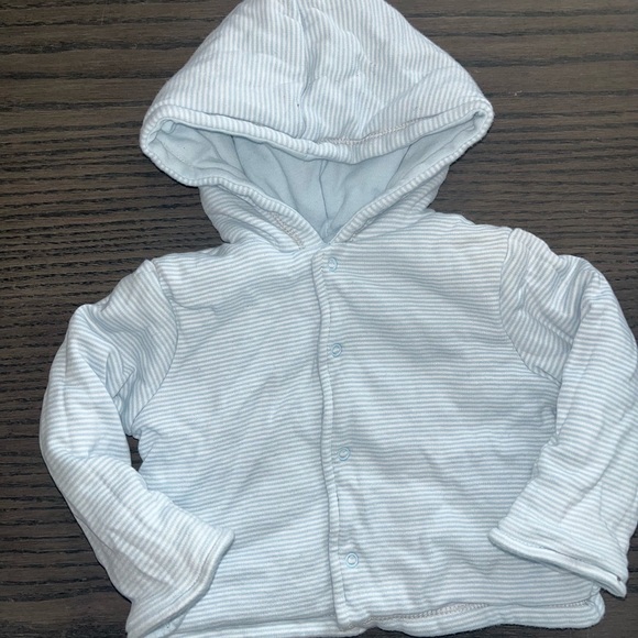 Little Me Reversible Baby Blue Hooded Jacket - Picture 2 of 3